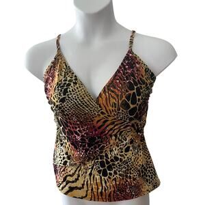 CHRISTINA, SIZE 14, LEPORD PRINT SWIM TOP